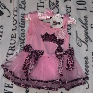Princess cheetah leotard tutu dress, head band set